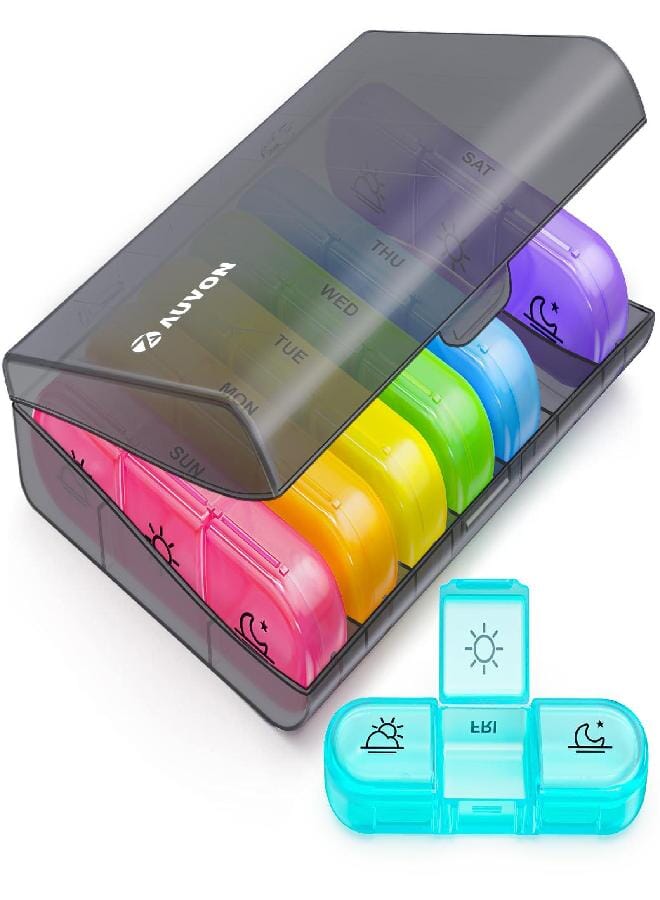 AUV0N AUVON Weekly Pill Organizer 3 Times a Day, Large 7 Day Pill Box 3 Times a Day with Separate Container, Portable Pill Case for Medication, Vitamins, Fish Oil and Supplements - Image 1